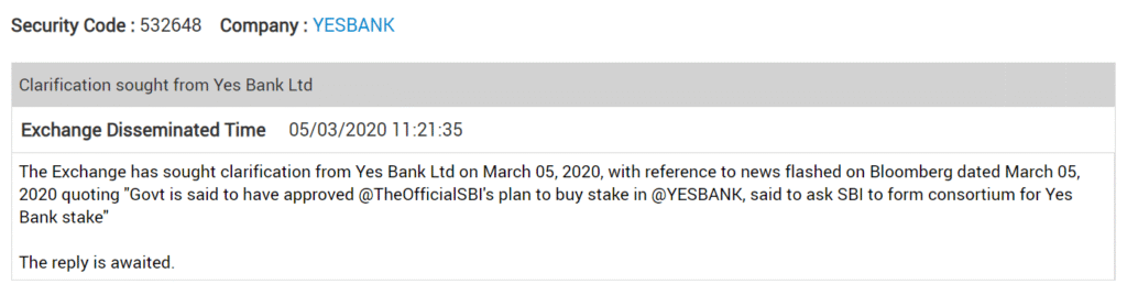 Stocktalk yesbank exchange seeks clarification