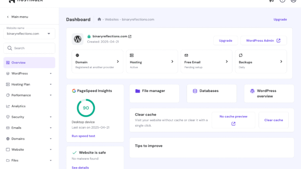 Binary reflections hostinger hpanel